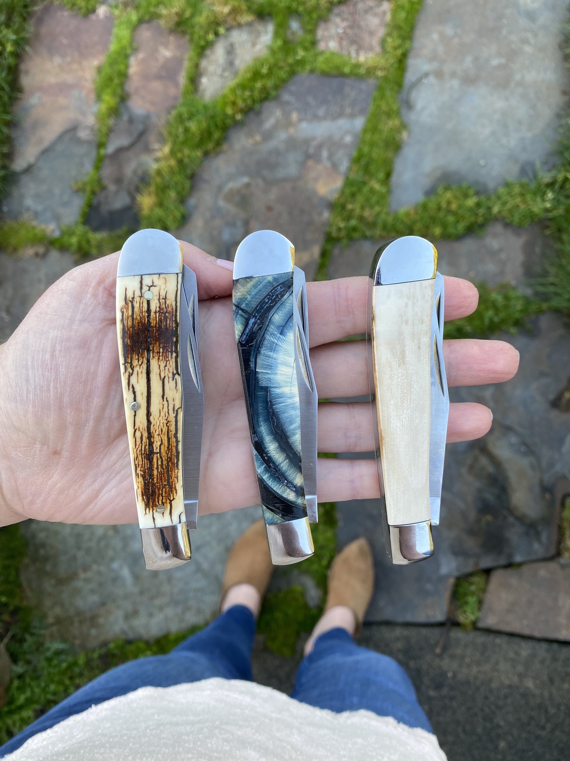 Double Blade Mammoth Tooth Pocket Knife