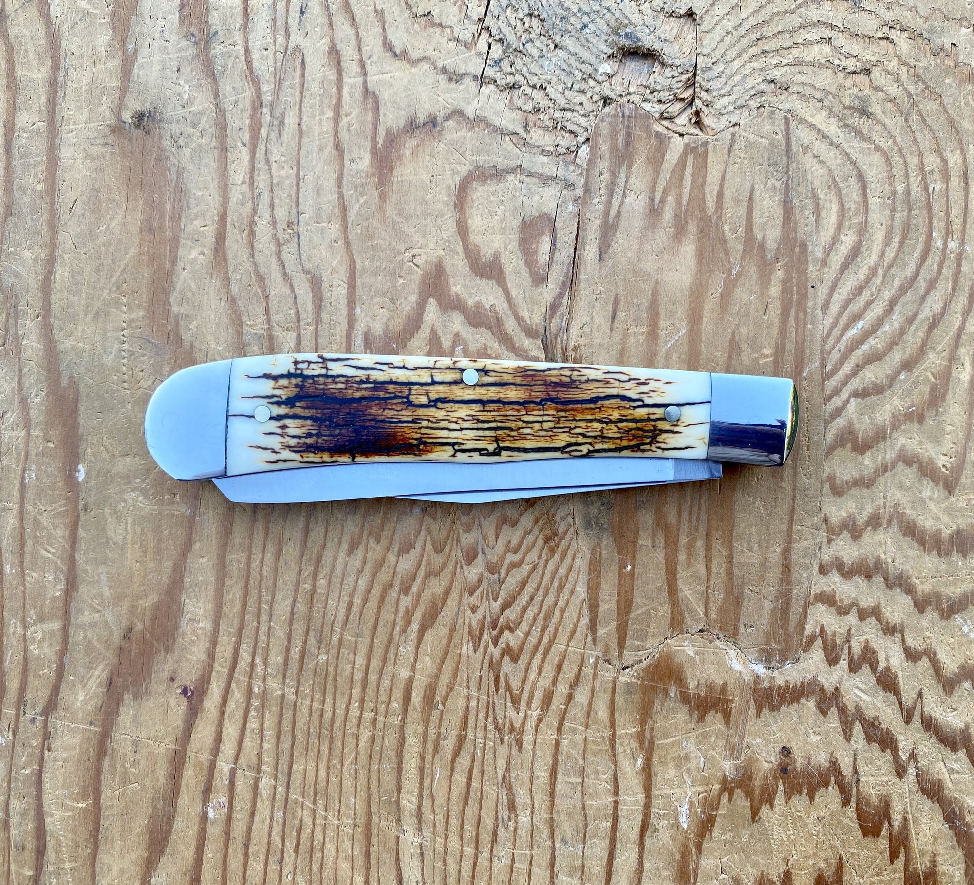 Double Blade Mammoth Tooth Pocket Knife