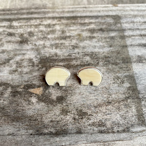 Mammoth Ivory Flat Post Bear Earrings