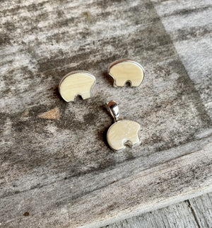 Mammoth Ivory Flat Post Bear Earrings