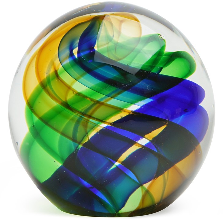 Glass Paperweight Green Interstellar Swirl