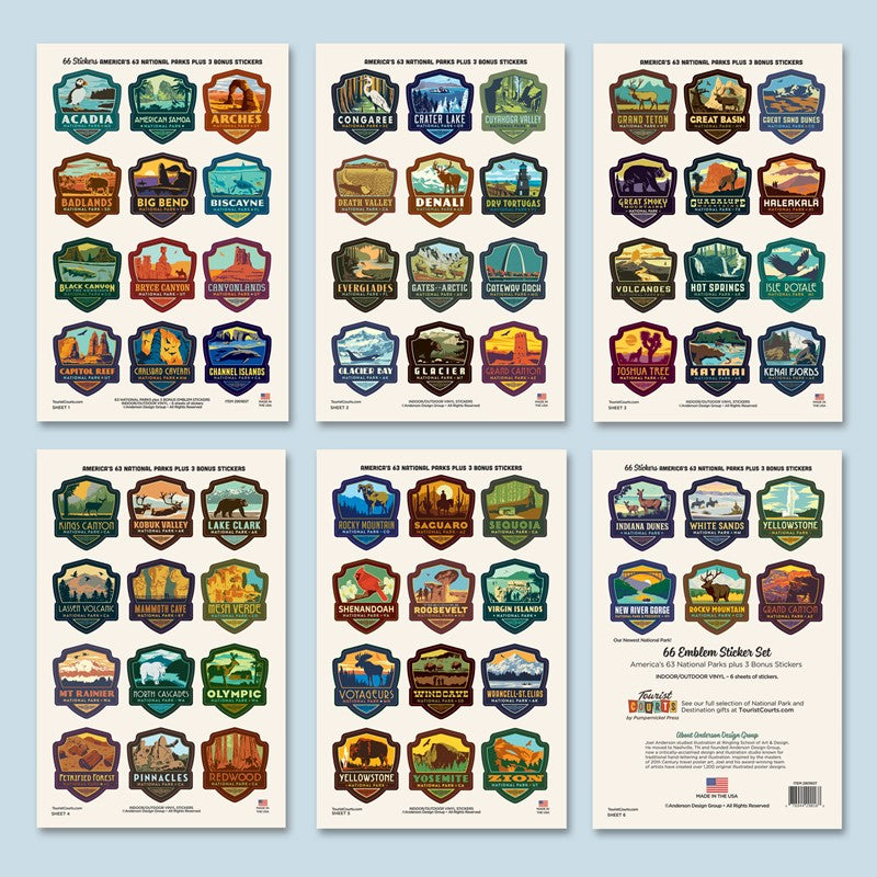 National Park Small Emblem Sticker Set