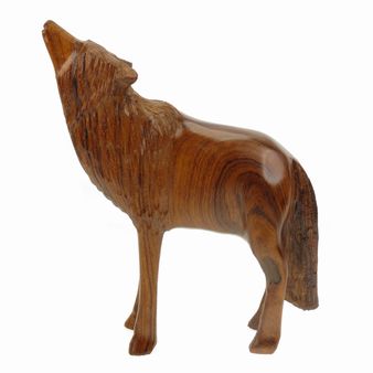 Standing Wolf Wood Figurine