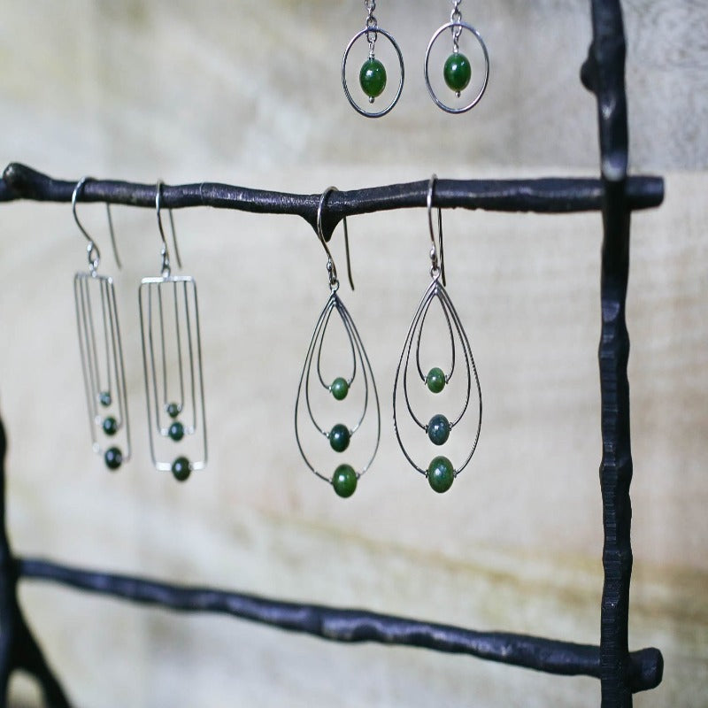 Jade Triple Rectangular Earrings