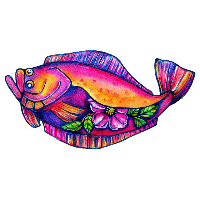 Pink Halibut Sticker