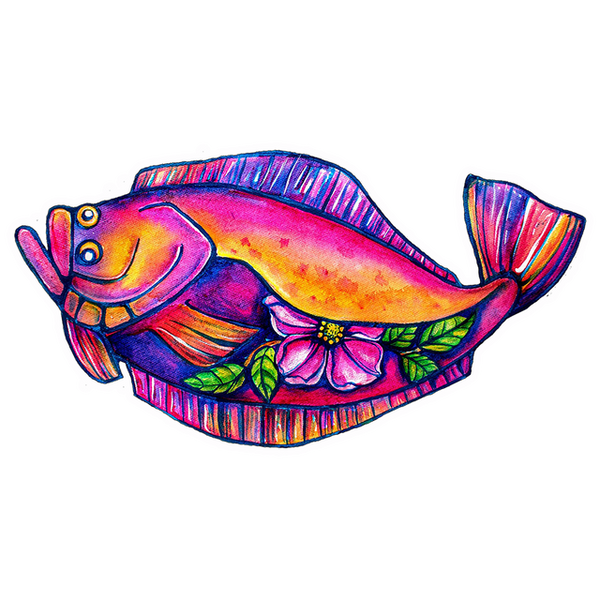 Halibut Ink Pink Halibut Sticker - Forests, Tides, and Treasures