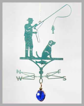 Fly Fisherman Charm Weather Vane